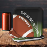 Football Field Birthday Paper Plate<br><div class="desc">Customisable party paper plates feature a football on football field yard lines and your personalisation. MATCHING items in our collection.</div>
