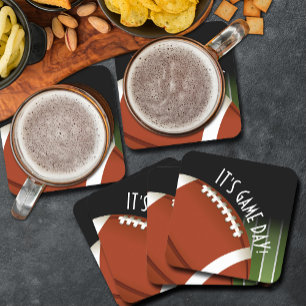 Football Field Game Day Square Paper Coaster