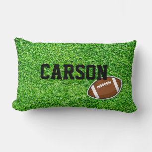 Football Field Grass Sports NAME Ball Fun Lumbar Cushion