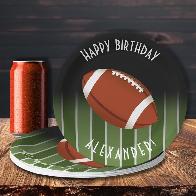 Football Field Happy Birthday Personalised Paper Plate (Creator Uploaded)