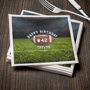 Football Field Team Number Sports Happy Birthday Napkin
