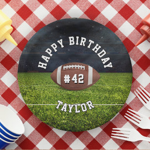 Football Field Team Number Sports Happy Birthday Paper Plate