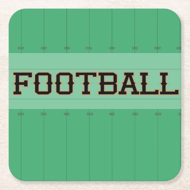 Football Field Yardline Marker Square Paper Coaster (Front)
