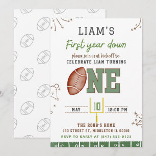 Football First Birthday Invitation, Editable Sport Invitation