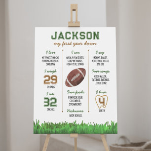 Football First Birthday Milestone Poster