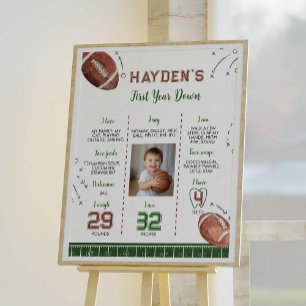 Football First Birthday Photo Milestone Sign