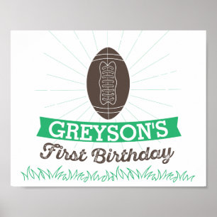 Football First Birthday Sign