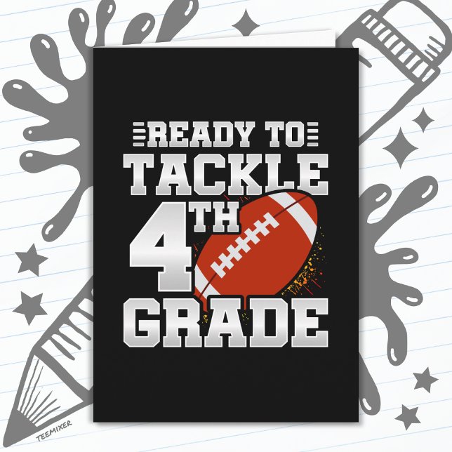 Football First Day 4th Grade Back To School Card (Creator Uploaded)