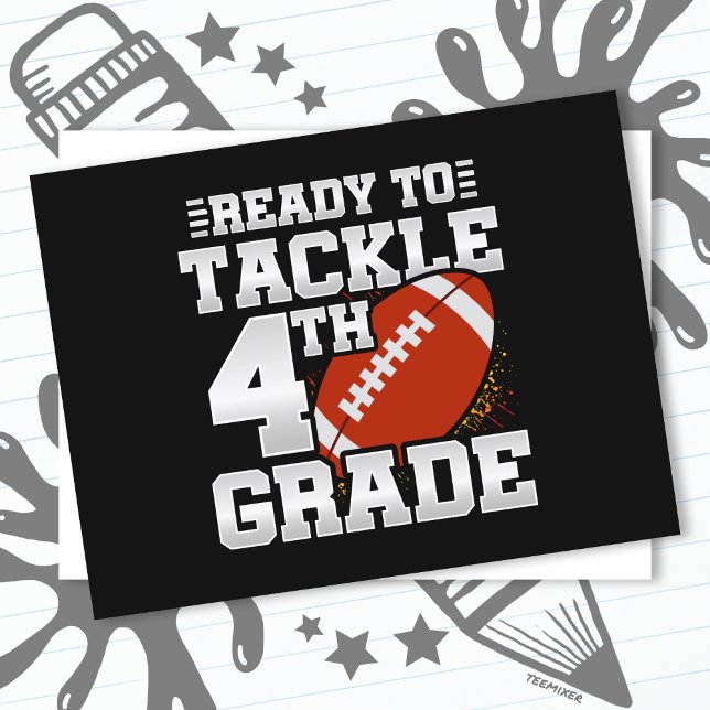 Football First Day 4th Grade Back To School Postcard (Creator Uploaded)