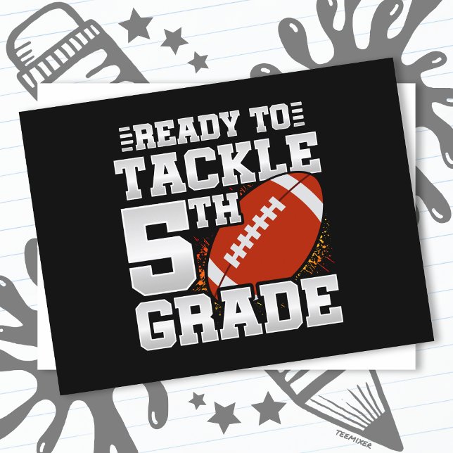 Football First Day 5th Grade Back To School Postcard (Creator Uploaded)