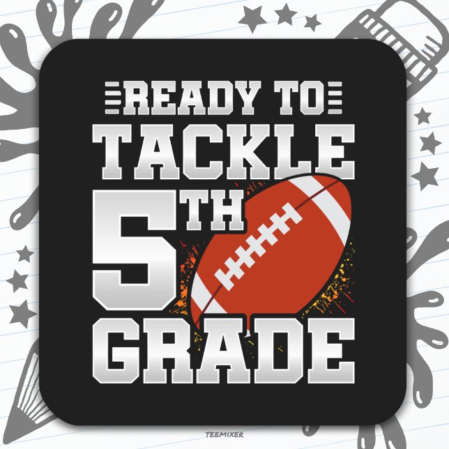 Football First Day 5th Grade Back To School Square Sticker (Creator Uploaded)