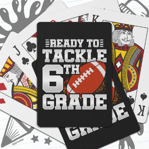 Football First Day 6th Grade Back To School Playing Cards