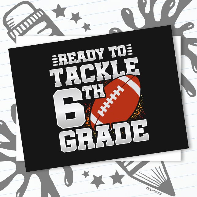 Football First Day 6th Grade Back To School Postcard (Creator Uploaded)