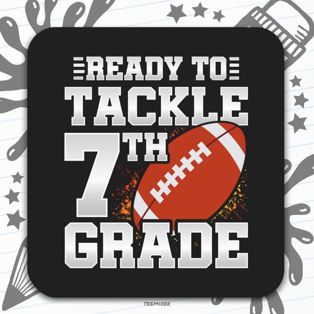 Football First Day 7th Grade Back To School Square Sticker (Creator Uploaded)