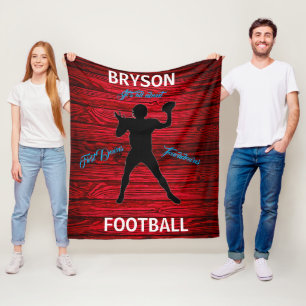 Football First Downs Touchdowns Red Wood Fleece Blanket