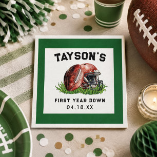 Football First Year Down 1st Birthday Napkin