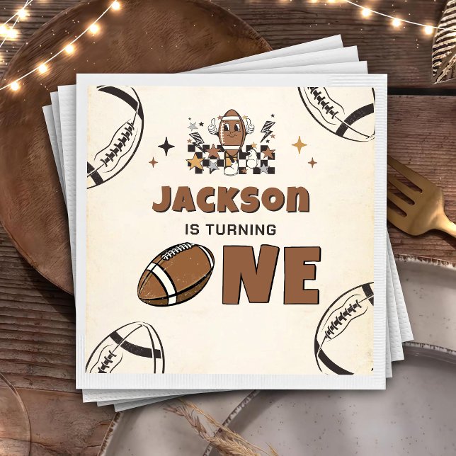 Football First Year Down 1st birthday Napkins (Creator Uploaded)