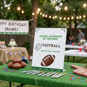 Football First Year Down 1st birthday Photograph Pedestal Sign