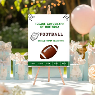 Football First Year Down 1st birthday Photograph Poster
