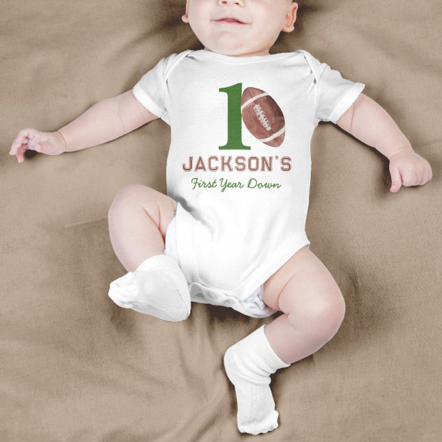 Football First Year Down Baby Bodysuit (Creator Uploaded)