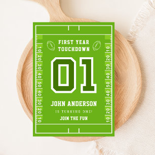 Football First Year Touchdown 1st Birthday Party Invitation