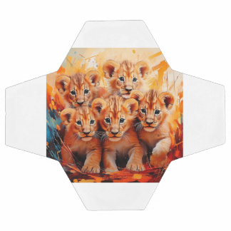 Football - Five Lion Cubs Artwork Soccer Ball