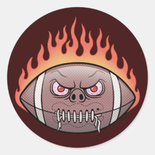 Football - Flames Classic Round Sticker