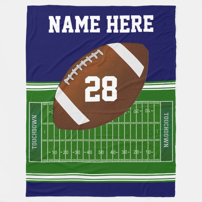 Football Fleece Blanket YOUR Name, Number, Colours (Front)