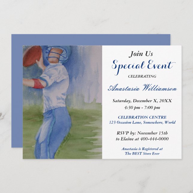 FOOTBALL FUN ARTY EVENT INVITE (Front/Back)