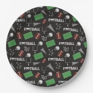 Football Fun on Black Paper Plate