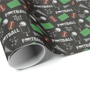 Football Fun on Black Wrapping Paper