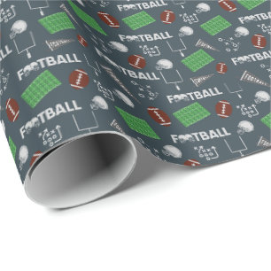 Football Fun on Dark Blue Wrapping Paper