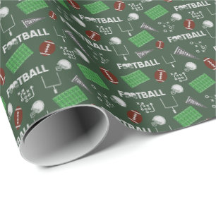 Football Fun on Dark Green Wrapping Paper