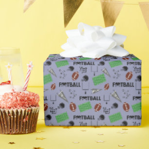 Football Fun on Grey-Blue Wrapping Paper