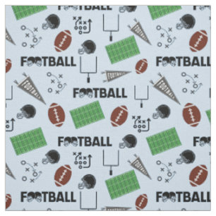 Football Fun on Light Blue Fabric