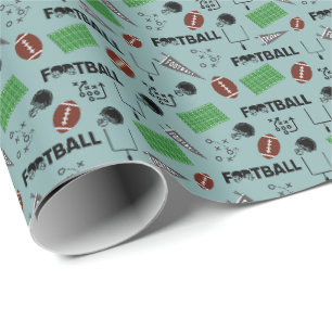 Football Fun on Light Grey-Green Wrapping Paper
