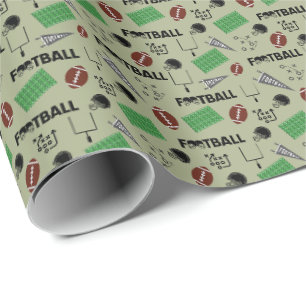Football Fun on Light Olive Green Wrapping Paper