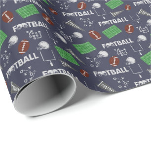 Football Fun on Navy Blue Wrapping Paper