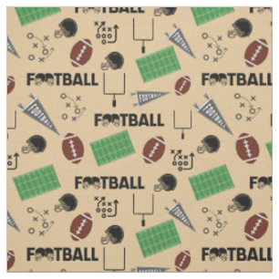 Football Fun on Peach Orange Fabric
