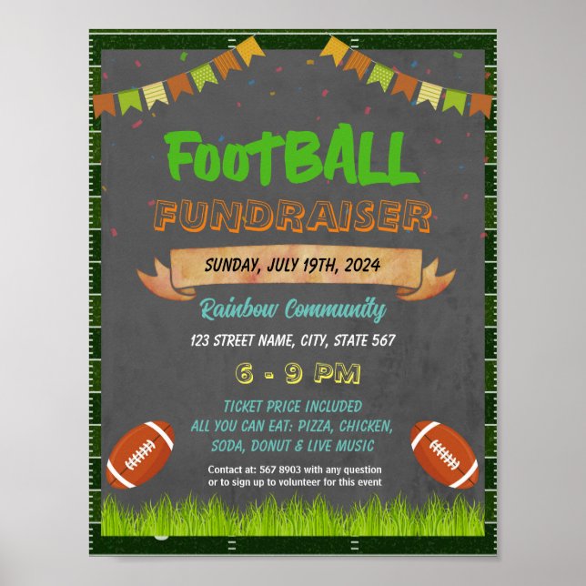 Football fundraiser event template poster (Front)