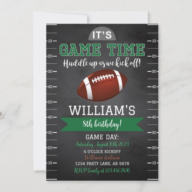 Football Game Birthday Invitation Black (Front)