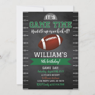 Football Game Birthday Invitation Black
