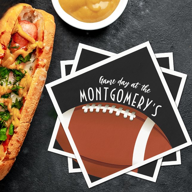 Football Game Day Black Napkin (Creator Uploaded)