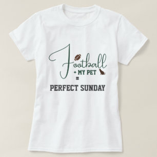 Football Game Day Cat Mum Script Green Grey White T-Shirt