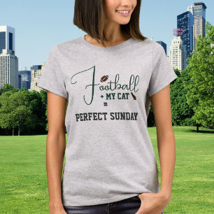 Football Game Day Cat Mum Script Green Light Steel T-Shirt