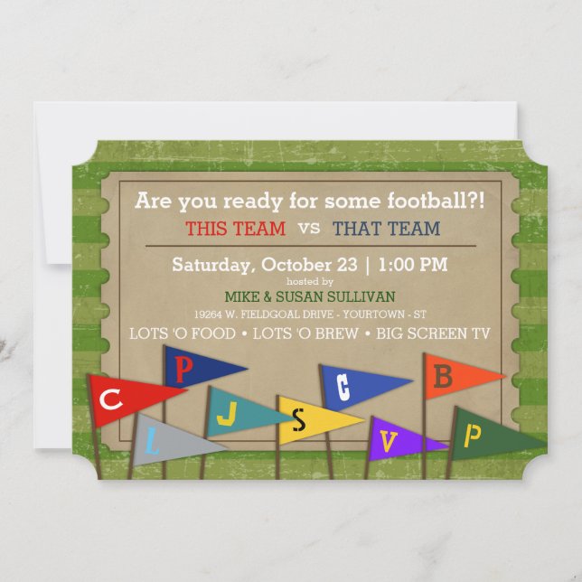 Football Game Day Custom Party Invitation (Front)