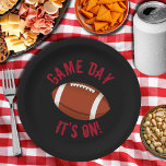 Football Game Day  Paper Plate<br><div class="desc">Invite all your rowdy friends to enjoy game day with customisable football paper plates in 2 sizes. CHANGE the BACKGROUND colour to anything! ADD text,  change text,  change the font colour,  just click CUSTOMIZE further link. See MATCHING invitations,  napkins,  coasters and more in our store.</div>