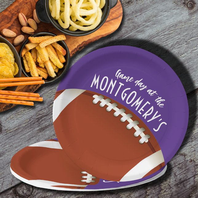 Football Game Day Purple Paper Plate (Creator Uploaded)
