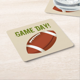 Football Game Day Super Fan Square Paper Coaster