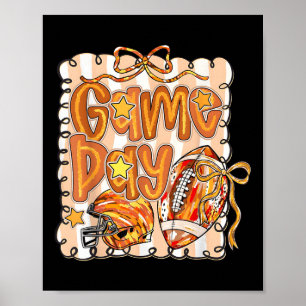 Football Game Day Team Sports Coquette Girly Footb Poster